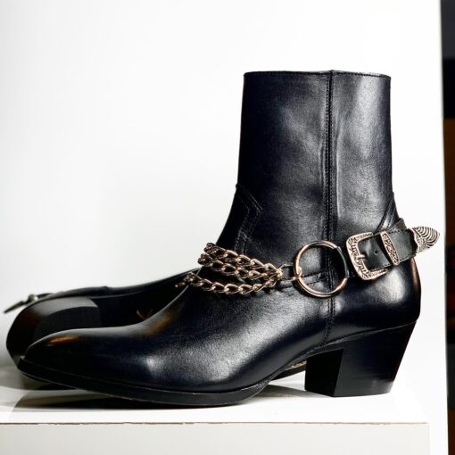Bota piel negro con accesorios desmontables