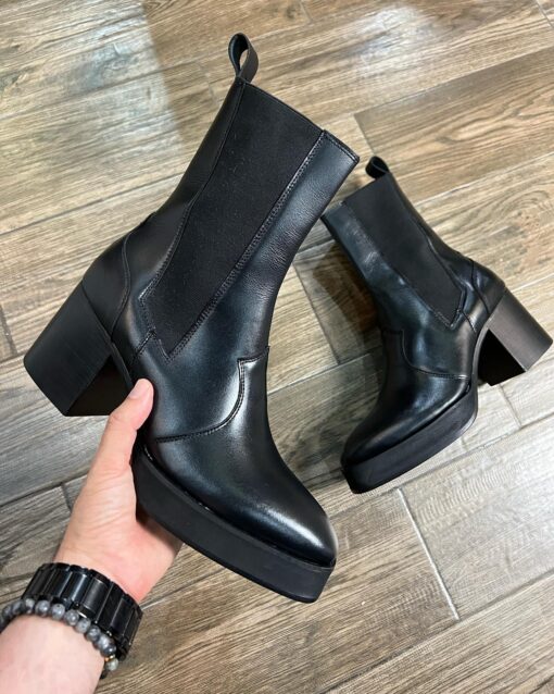 Bota piel negra plataforma