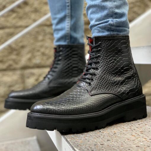 Bota grabado víbora negro