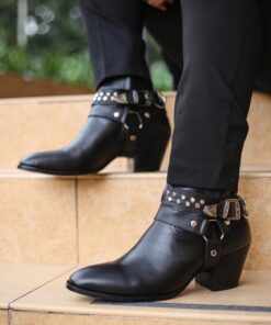 Bota piel negro con accesorios desmontables