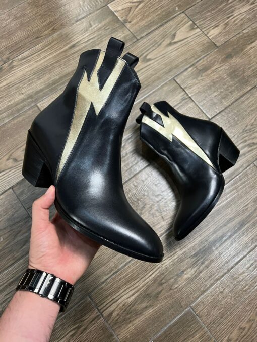 Bota piel negro/oro