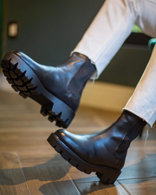 Bota chunky piel negro