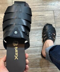 Sueco de tiras piel negro