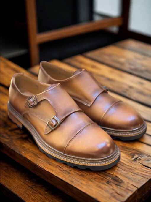 Zapato monk piel miel