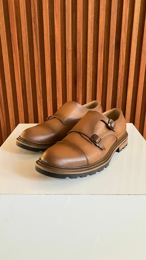 Zapato monk piel miel