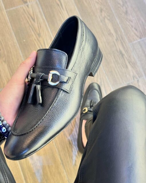 Slipper con motas piel negro