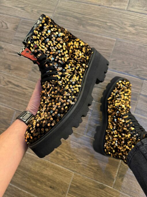 Bota lentejuelas oro
