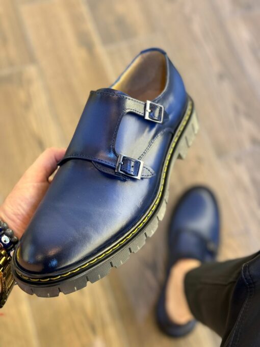 Zapato monk piel azul