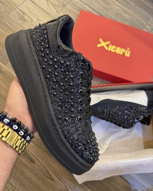 Tenis choclo brillos negro con estoperoles