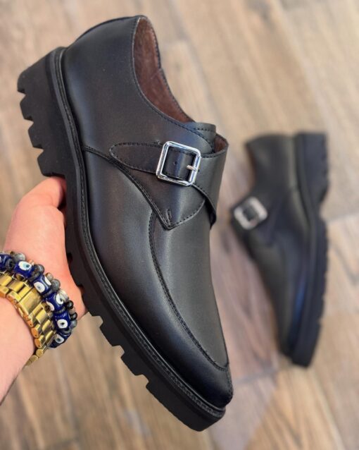 Zapato piel negro con hebilla