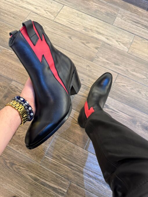 Bota piel negro/rojo