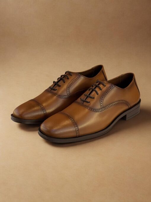 Zapato agujeta piel color café