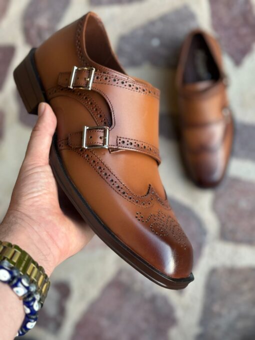 Zapato monk piel color café