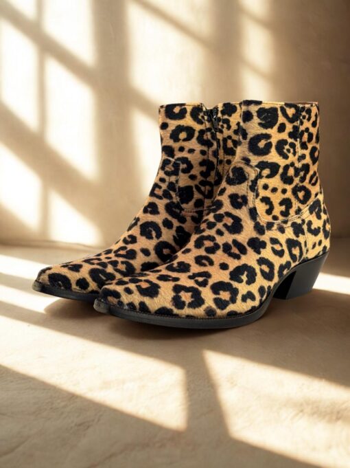 Bota textil leopardo tacón cubano