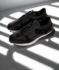 Alternative view of Tenis choclo de piel color negro